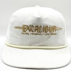 Vintage 90s Las Vegas Gambling Corduroy Hat Excalibur Hotel 80’s Strapback VTG